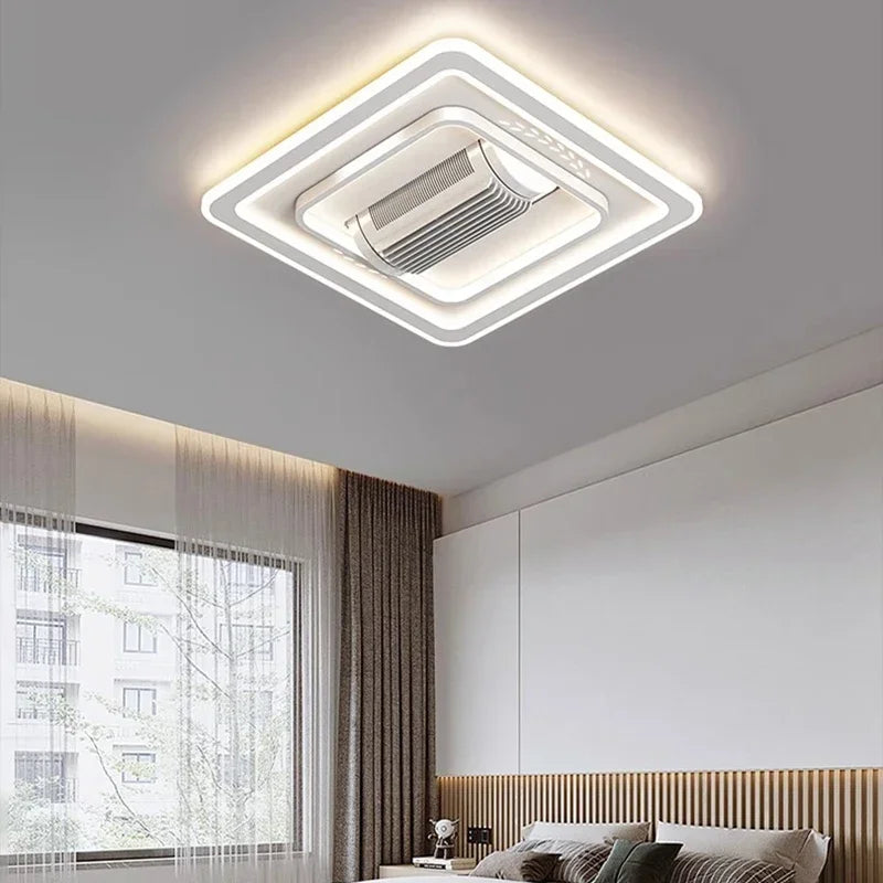 Bladeless White Smart LED Ceiling Fan Light