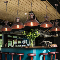 Rustic Gold Industrial Dome Pendant Light