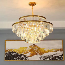 Gold Crystal 4-Light Round Chandelier