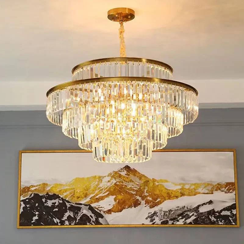 Gold Crystal 4-Light Round Chandelier