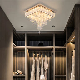 Square Crystal LED Flush Mount Light