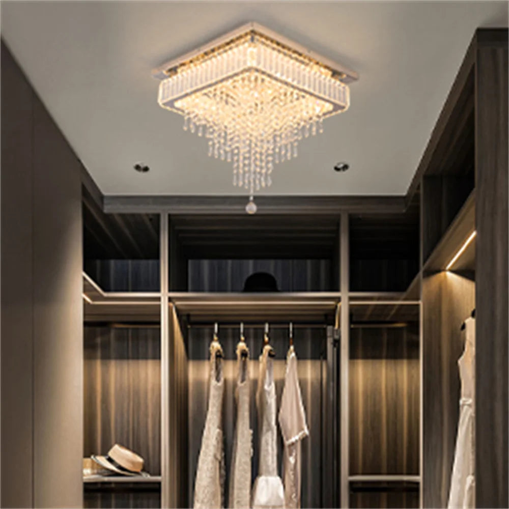 Square Crystal LED Flush Mount Light