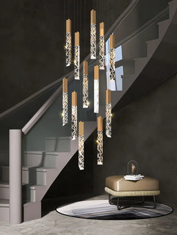 Long Spiral Crystal Loft Staircase Chandelier