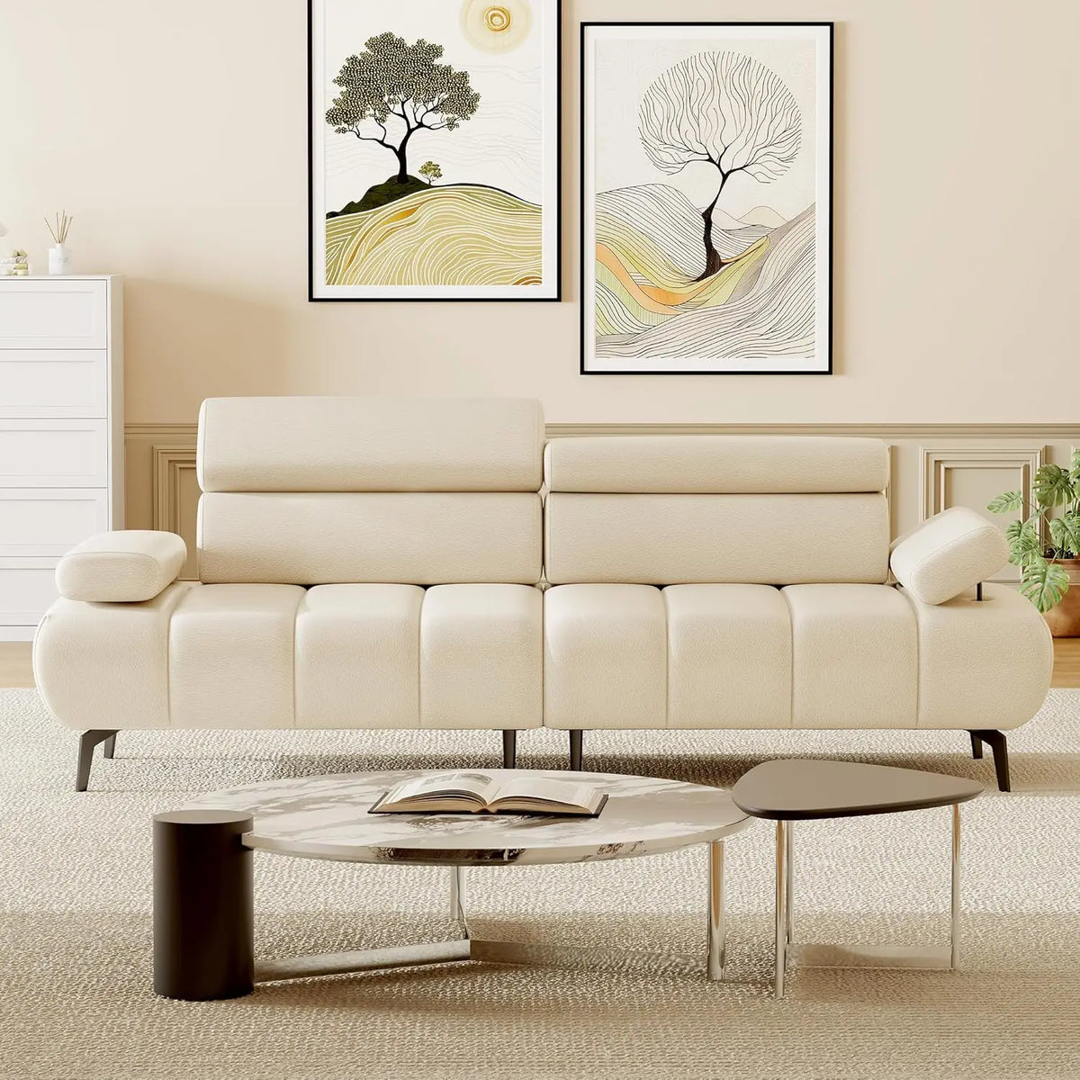 3-Seater Faux Leather Convertible Sofa Bed