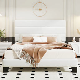 Linen Upholstered Platform Bed Frame