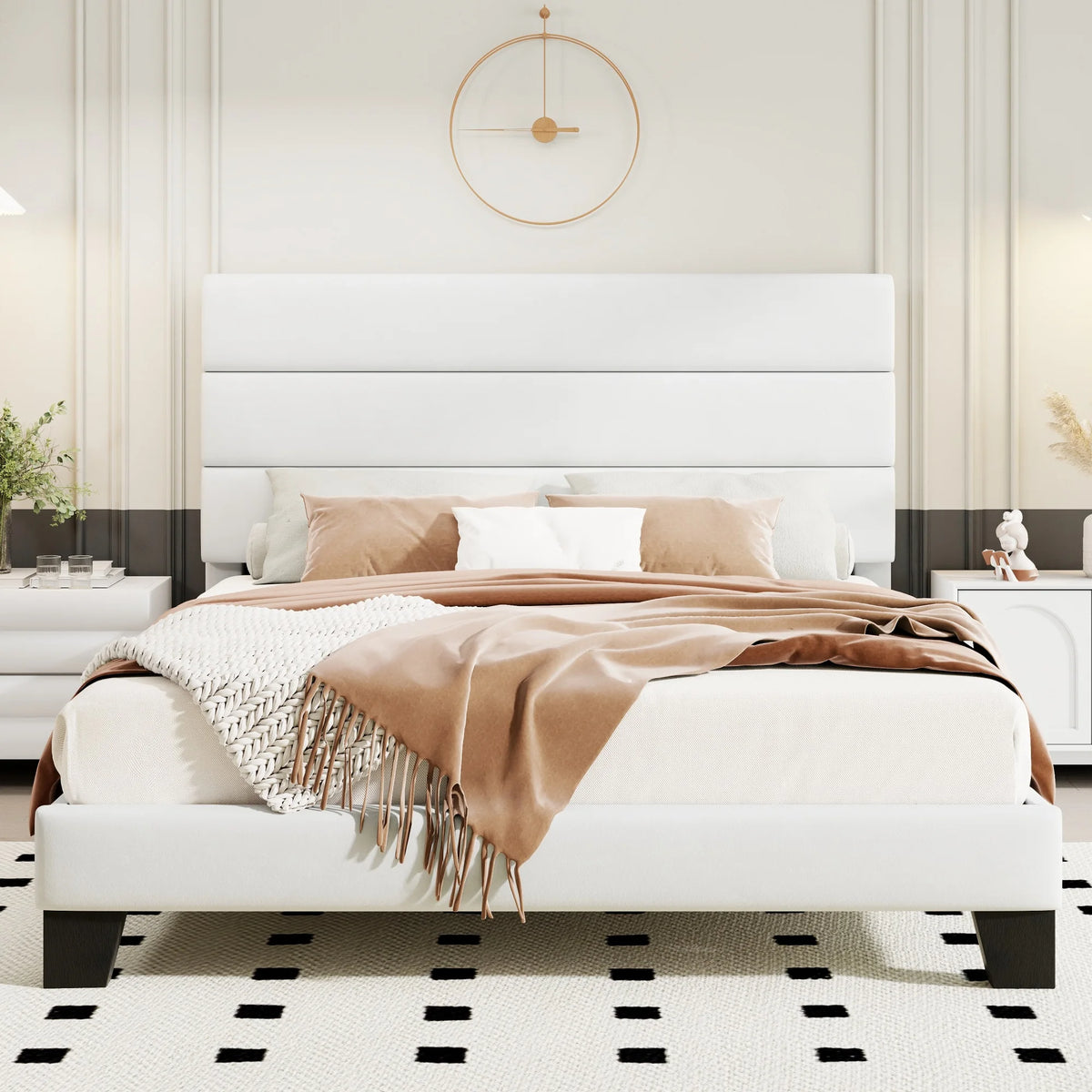 Linen Upholstered Platform Bed Frame