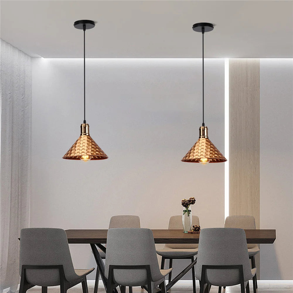 Rustic Gold Industrial Dome Pendant Light