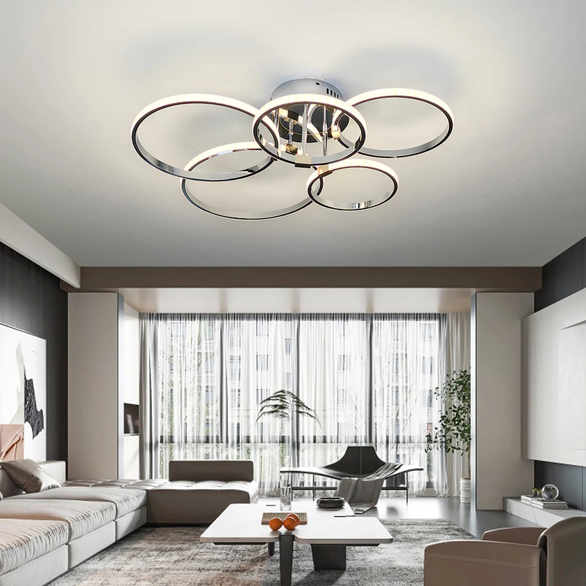 Dimmable LED Multi-Ring Ceiling Chandelier