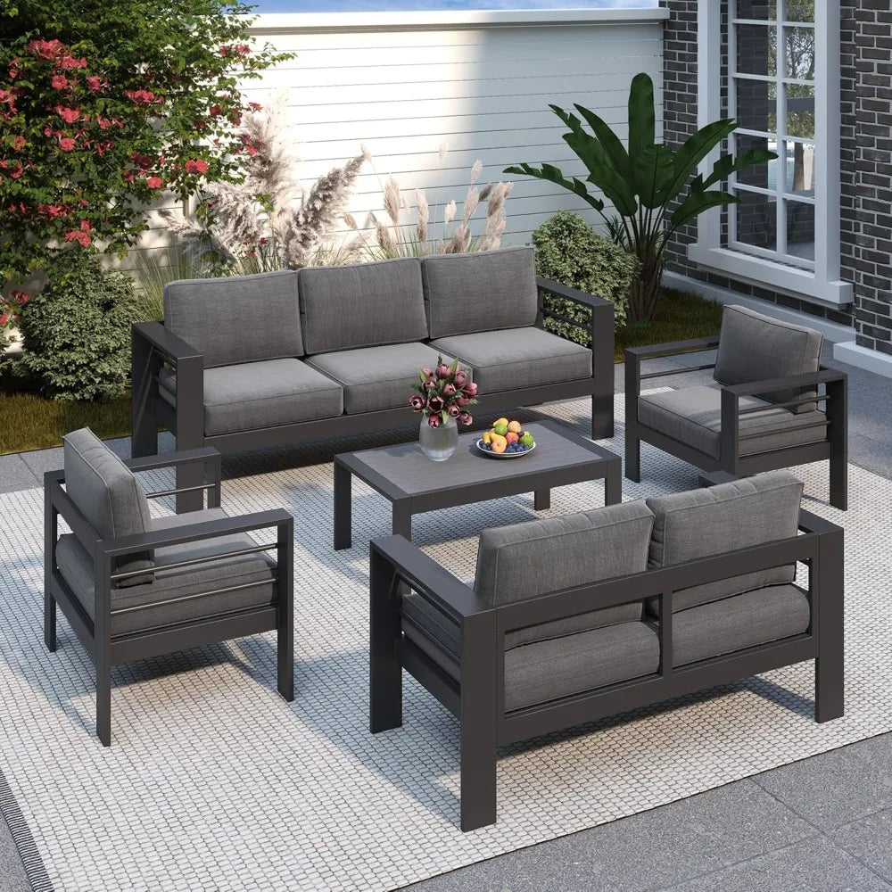 Oversized All-Weather Aluminum Patio Sofa Set