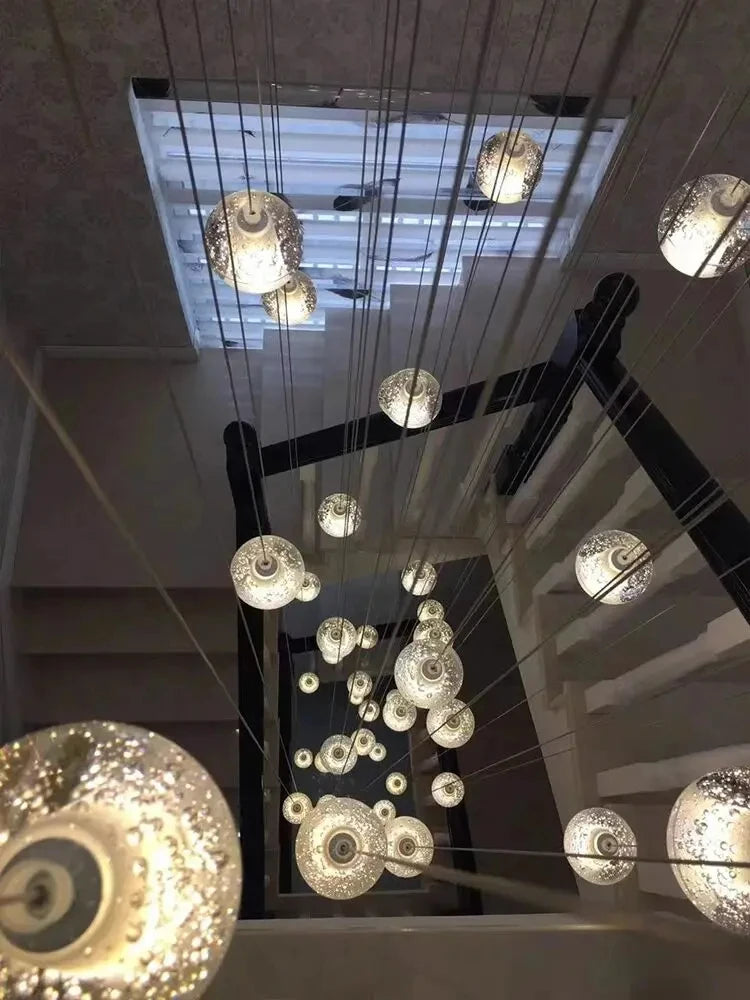 Glossy Crystal Ball Spiral Staircase Chandelier