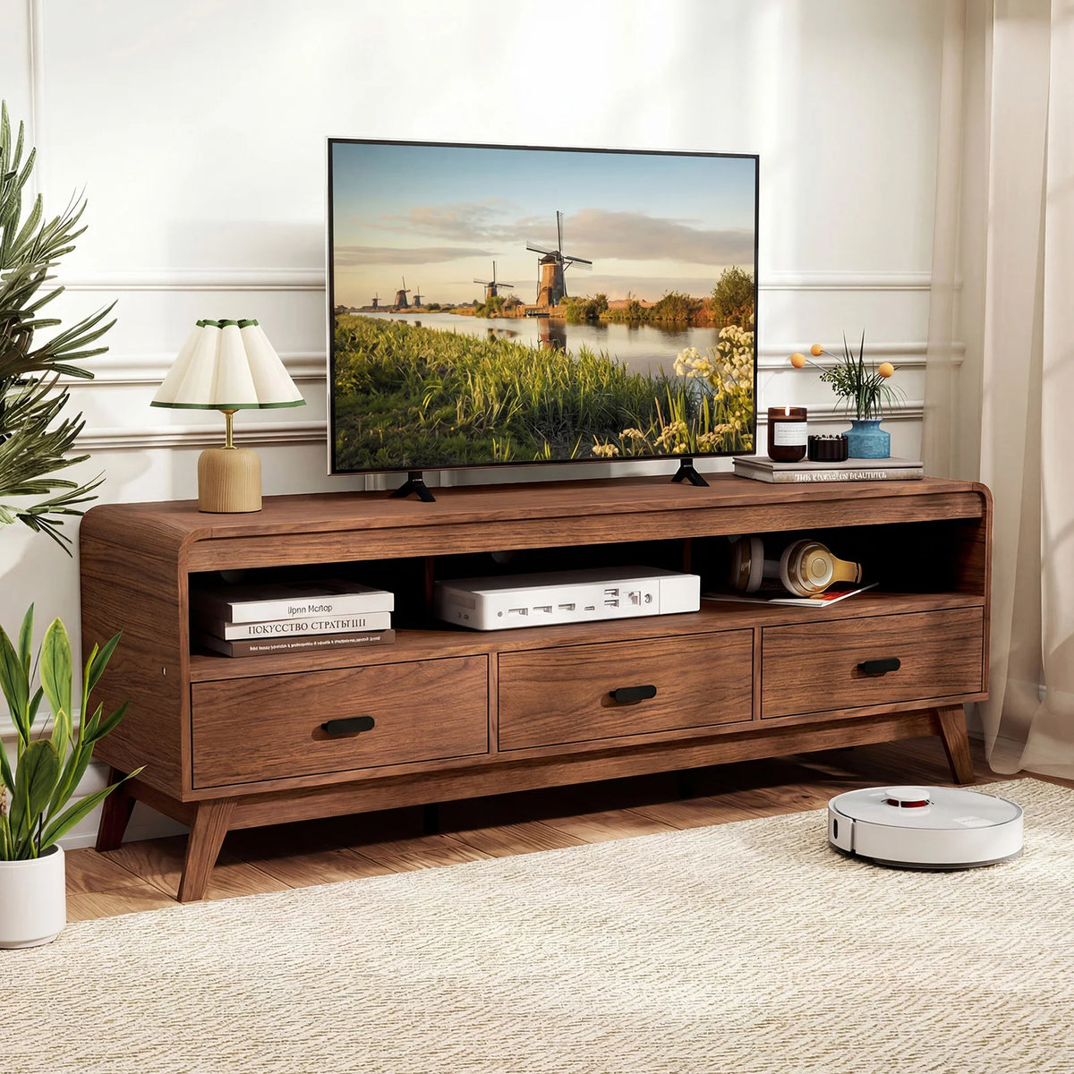 Mid-Century Modern TV Stand for 70-Inch TVs