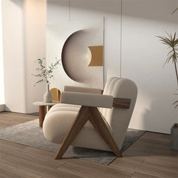 Nordic Wood Fabric Armchair