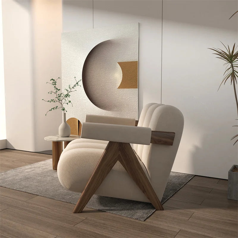 Nordic Wood Fabric Armchair