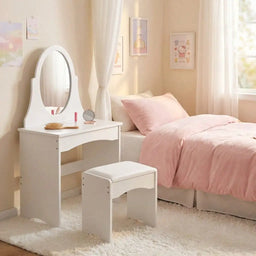 Upholstered Vanity Stool with Storage