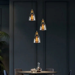 Vintage Amber Smoky Glass Pendant Light