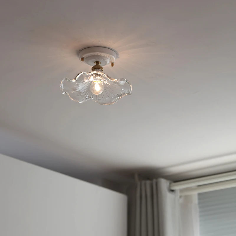 Ceramic Canopy Copper Glass Ceiling Light