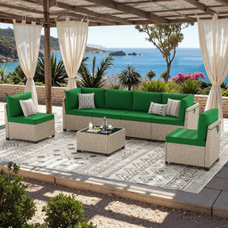 7-Piece Rattan Patio Sectional Sofa Set