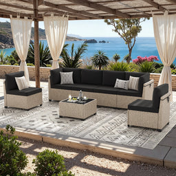 7-Piece Rattan Patio Sectional Sofa Set