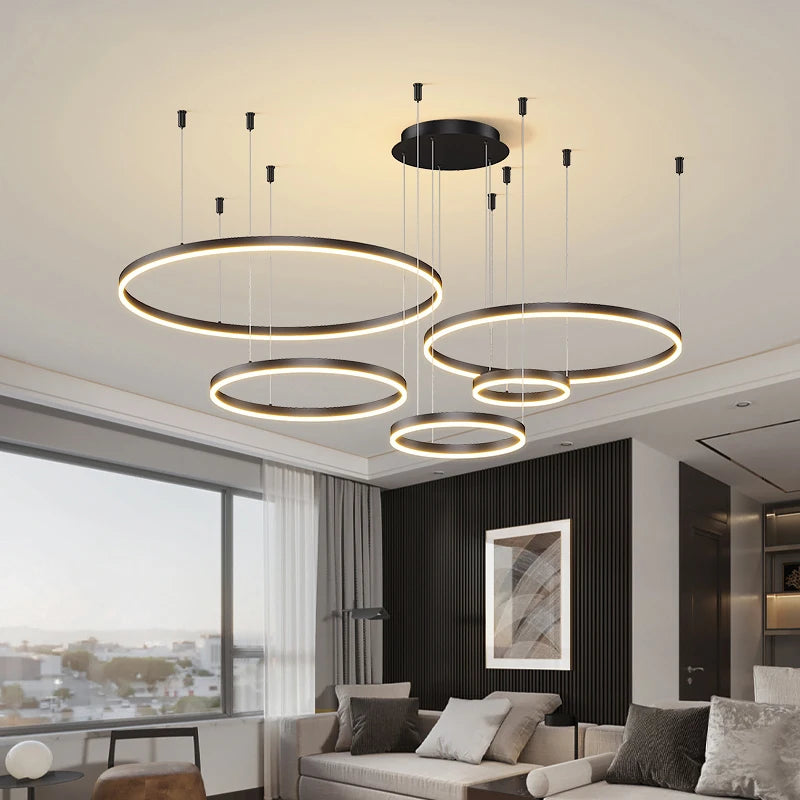 White Gold Ring LED Ceiling Chandelier
