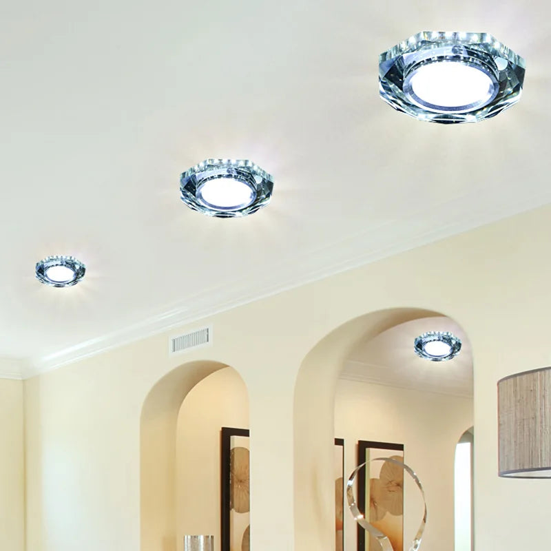 Modern Crystal Ceiling Light 3W AC90-260V European LED Crystal Lamp Aisle Corridor Light Porch Lamp Hall Lighting Corner Lamp