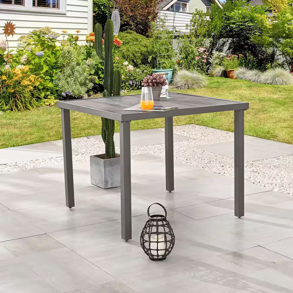 Grey Square Metal Outdoor Dining Table