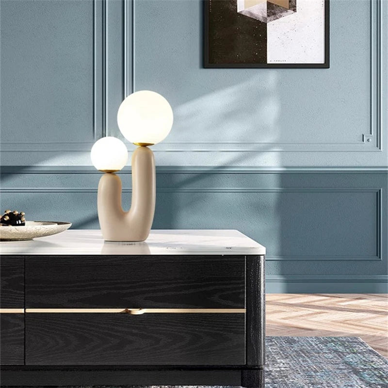 Nordic Double-Head Frosted Glass Table Lamp