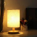 Bamboo & Wood USB Bedside Lamp, Linen Shade