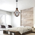 Modern Rustic Wooden Pendant Light Fixture - 17 Inch Diameter - Handmade Natural Wood Kitchen Dining Room Lighting