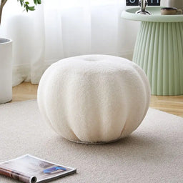 INS Pumpkin Sofa Low Stool Home Simple Teddy Velvet round Stool Bench Balcony Bedroom Lazy Tatami Footstool Hallway Shoe Stool