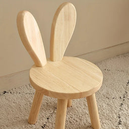 1Pc Creative Small Board Stool, Cute Rabbit Ears Solid Wood Small Stool, Decorative Stool Children Chair