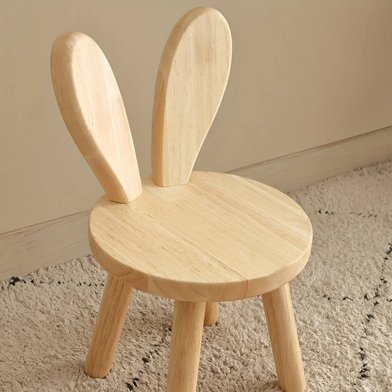 1Pc Creative Small Board Stool, Cute Rabbit Ears Solid Wood Small Stool, Decorative Stool Children Chair