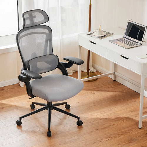 Ergonomic Mesh Adjustable Lumbar Support Office Chair 120°Tilt High Back Comfortable Computer Chair with Soft Flip up Arms