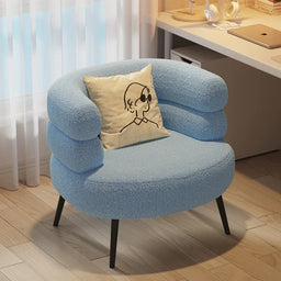 Lambswool BOBO Armchair Embracing Backrest Sofa Chair Retro Wave Lounge Chair Comfortable Bedroom Vanity Chair