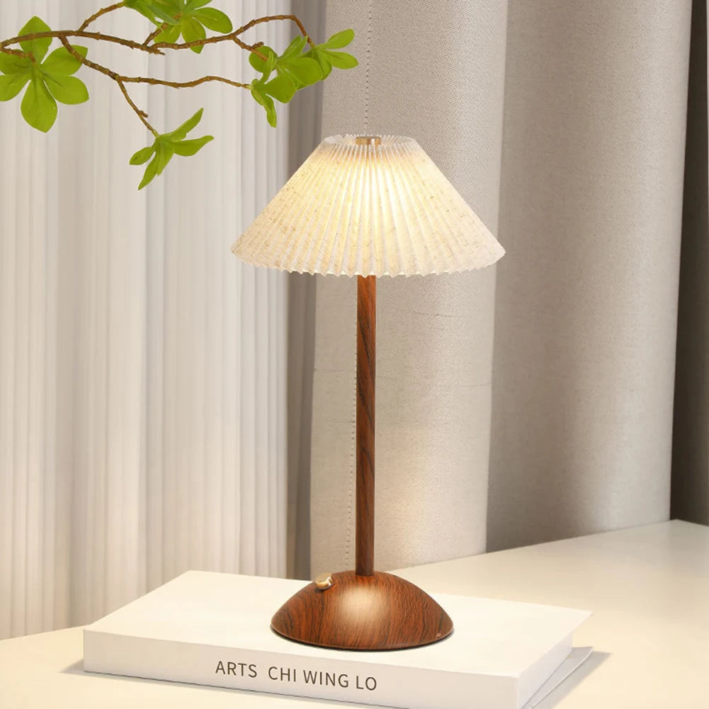 Cordless Wood Base Touch Desk Lamp