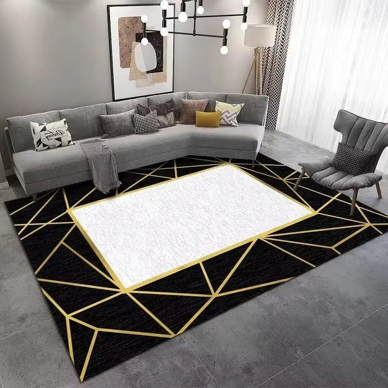 Marble Large Carpet for Living Room 160X230 Black Light Luxury Decoration Study Area Rug Washable Y2K Bedroom Home Mats Non-Slip