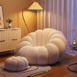 Lazy Sofa Chair Balcony Leisure Sleep Sofa Living Room Modern Easy Chair Small Sofa with Stool Bedroom Furniture