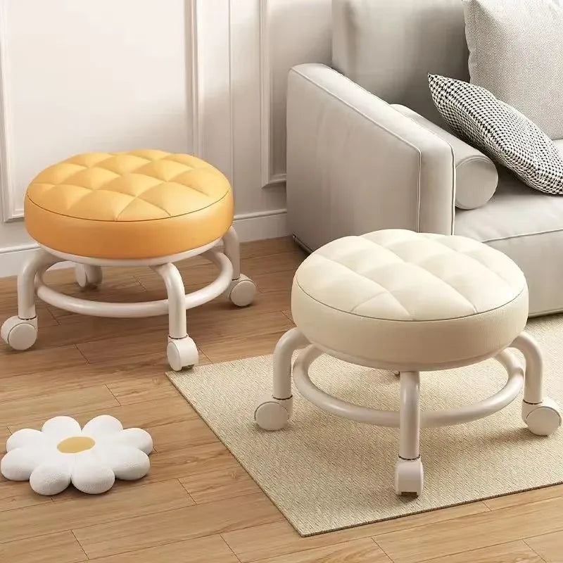 Pulley, Low Stool, Universal Wheel, Small Stool, Seat with Wheels, CHILDREN'S Multi-Functional Shoe Changing Stool, round Stool