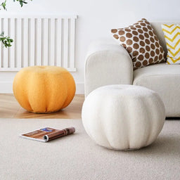 INS Pumpkin Sofa Low Stool Home Simple Teddy Velvet round Stool Bench Balcony Bedroom Lazy Tatami Footstool Hallway Shoe Stool