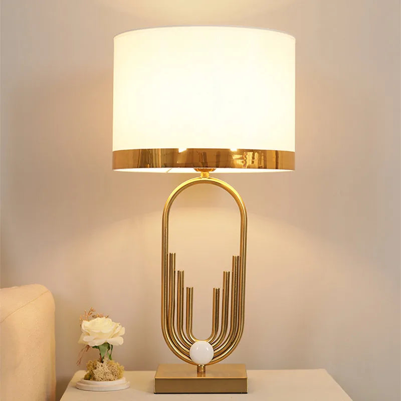 Nordic Fabric Shade Metal Table Lamp