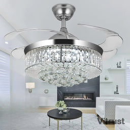 42-Inch Crystal Fandelier with Remote