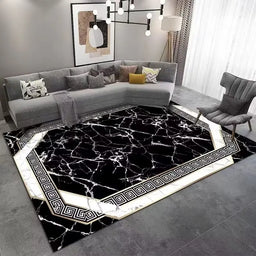 Marble Large Carpet for Living Room 160X230 Black Light Luxury Decoration Study Area Rug Washable Y2K Bedroom Home Mats Non-Slip