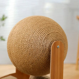 Cat Grinding Paw Toy 2In1 Cat Scratching Ball Wooden Cat Scratcher Sisal Scratch Board Wear-Resistant Solid Wood Scraper for Cat