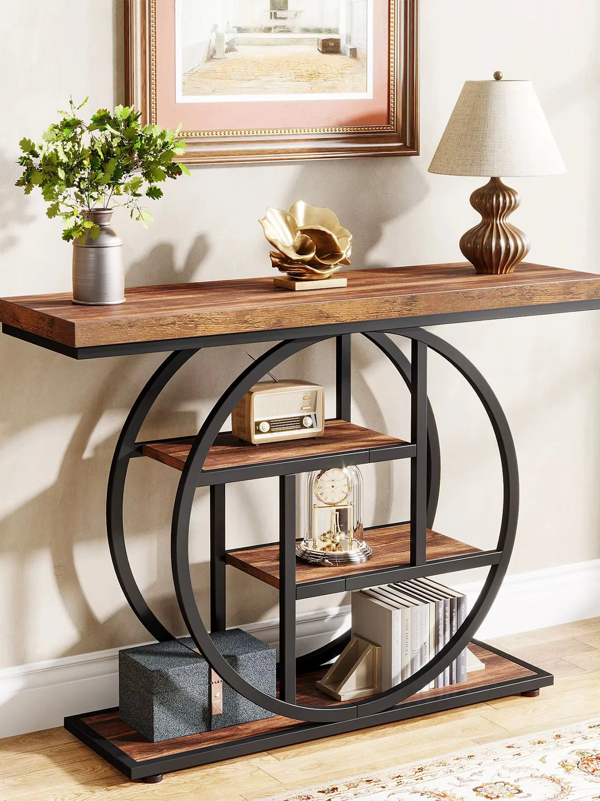 Console Table, 4-Tier Entryway Table, 41.3-Inch Industrial Sofa Table for Living Room, Foyer Hallway Table for Entrance