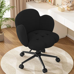 Petal Vanity Chair with Wheels, Height Adjustable Upholstered Home Office Chair, Computer Task Chair for Study Makeup Relaxation