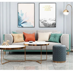 Nordic Style Leather round Stool Small Entryway Bench Luxury Low Ottoman for Changing Shoes Fabric Seating with Elegant Design