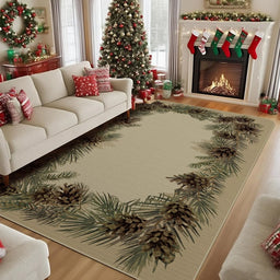 Christmas Area Rug Xmas Red Plaid Washable Christmas Rug Non-Slip Xmas Floor Carpet for Living Room Bedroom Kitchen Hallway
