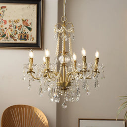 French Luxury Candle Chandelier Foyer Lustre K9 Crystal Pendant Lights French Candle Droplight Home Decor Led Lamparas Lamp