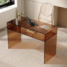 Glass Desk Rectangle Table Modern Simple Computer Desk Small Home Desk Writing Student Study