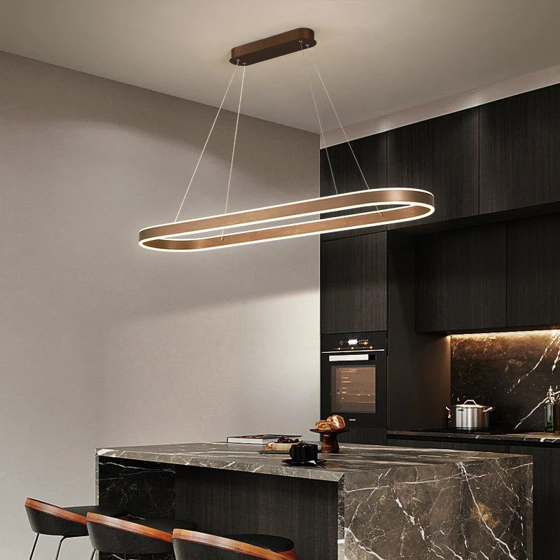 Nordic LED Restaurant Chandelier Ring Aluminum Chandelier Suitable for Kitchen Restaurant Hanging Chandelier Lustre Lighting