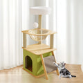 Green Cat Tree with Cat Condos Cat Scratchers Space Capsule Cat Climbing Frame Cat Tree Tower Cat Scratching Posts Pet Products